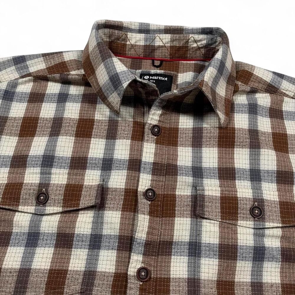 Marmot Movatn Heayweight Plaid Button-Up Flannel Shirt Mens XL Brown Cream
